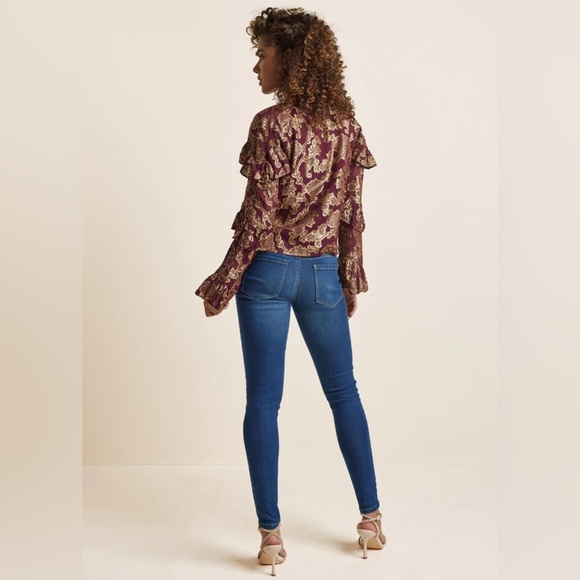 Burgundy and Gold VENUS Blouse size Medium - Picture 1 of 15